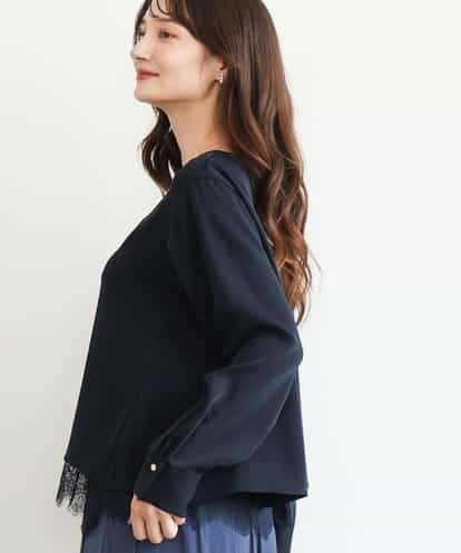 FOBAG54180 MK MICHEL KLEIN [撥水/洗える]レースキャミ付きツイルブラウス