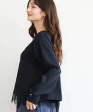 FOBAG54180 MK MICHEL KLEIN(MK ミッシェルクラン) [撥水/洗える]レースキャミ付きツイルブラウス ネイビー