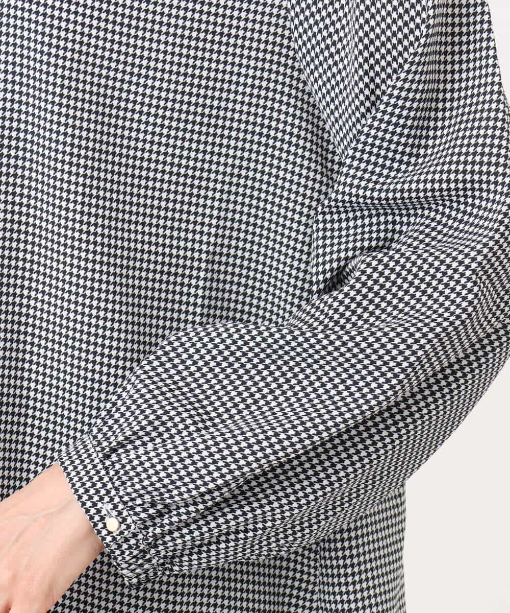 FOBAG59150 MK MICHEL KLEIN(MK ミッシェルクラン) [洗える]ボウタイ付き千鳥柄ブラウス ホワイト×ブラック