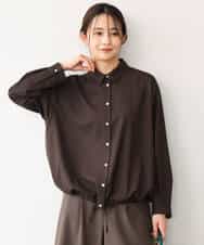 FOBAG62160 MK MICHEL KLEIN(MK ミッシェルクラン) [洗える]ドロストヘム2wayシャツブラウス グレー