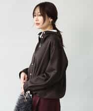 FOBAG62160 MK MICHEL KLEIN(MK ミッシェルクラン) [洗える]ドロストヘム2wayシャツブラウス グレー