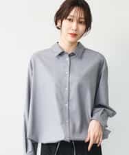 FOBAG62160 MK MICHEL KLEIN(MK ミッシェルクラン) [洗える]ドロストヘム2wayシャツブラウス グレー