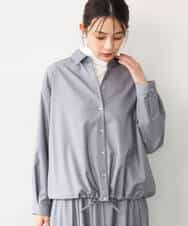 FOBAG62160 MK MICHEL KLEIN(MK ミッシェルクラン) [洗える]ドロストヘム2wayシャツブラウス グレー