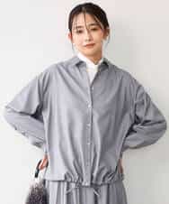 FOBAG62160 MK MICHEL KLEIN(MK ミッシェルクラン) [洗える]ドロストヘム2wayシャツブラウス グレー