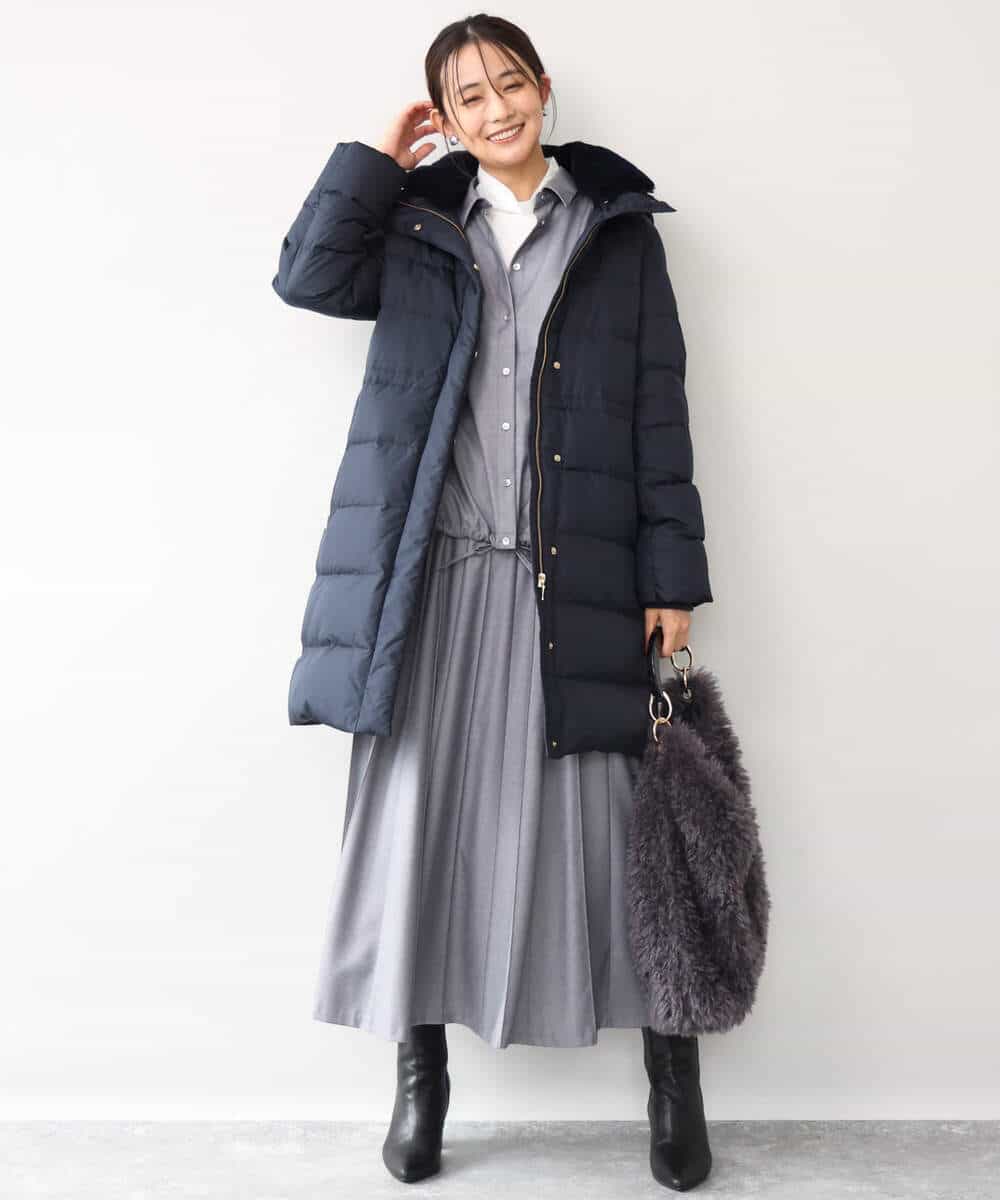 FOBAG62160 MK MICHEL KLEIN(MK ミッシェルクラン) [洗える]ドロストヘム2wayシャツブラウス グレー