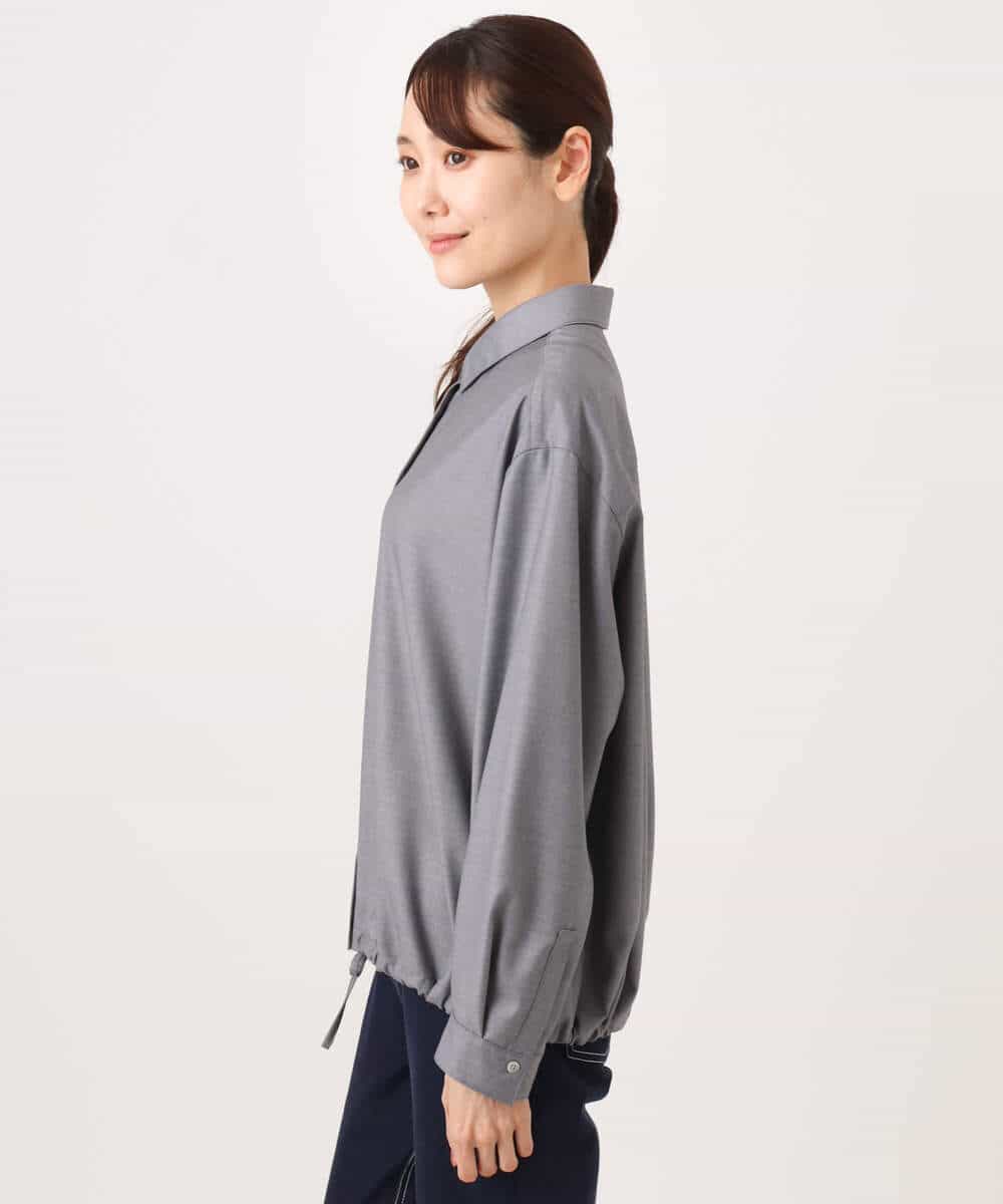 FOBAG62160 MK MICHEL KLEIN(MK ミッシェルクラン) [洗える]ドロストヘム2wayシャツブラウス グレー