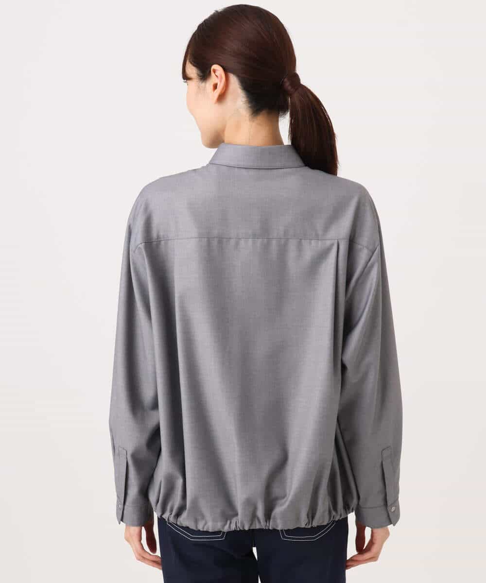 FOBAG62160 MK MICHEL KLEIN(MK ミッシェルクラン) [洗える]ドロストヘム2wayシャツブラウス グレー