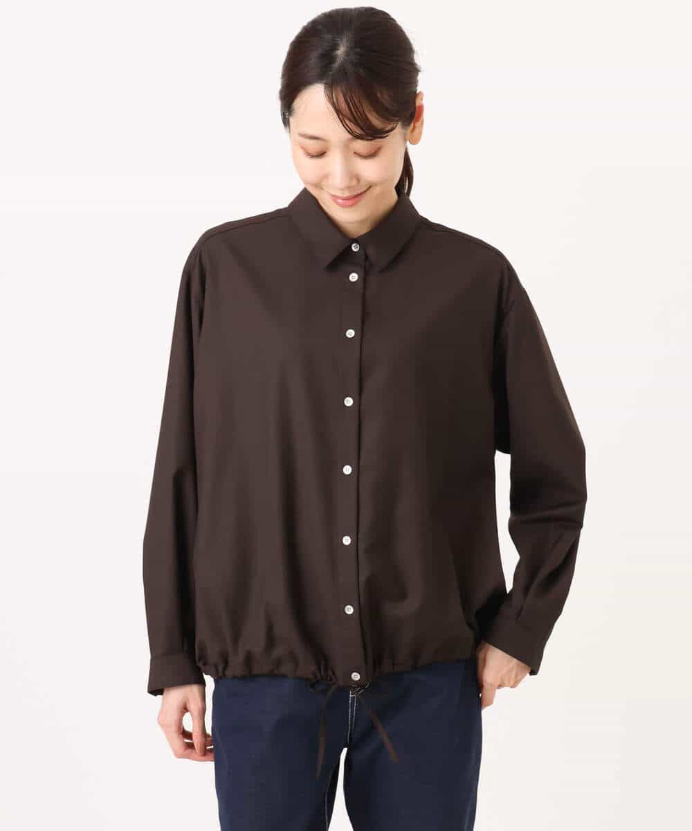 FOBAG62160 MK MICHEL KLEIN(MK ミッシェルクラン) [洗える]ドロストヘム2wayシャツブラウス グレー