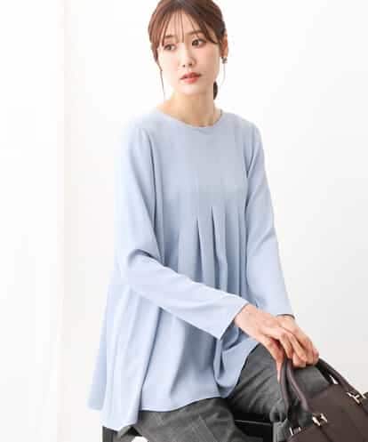 FOBAV42140 MK MICHEL KLEIN タックデザインブラウス/洗える