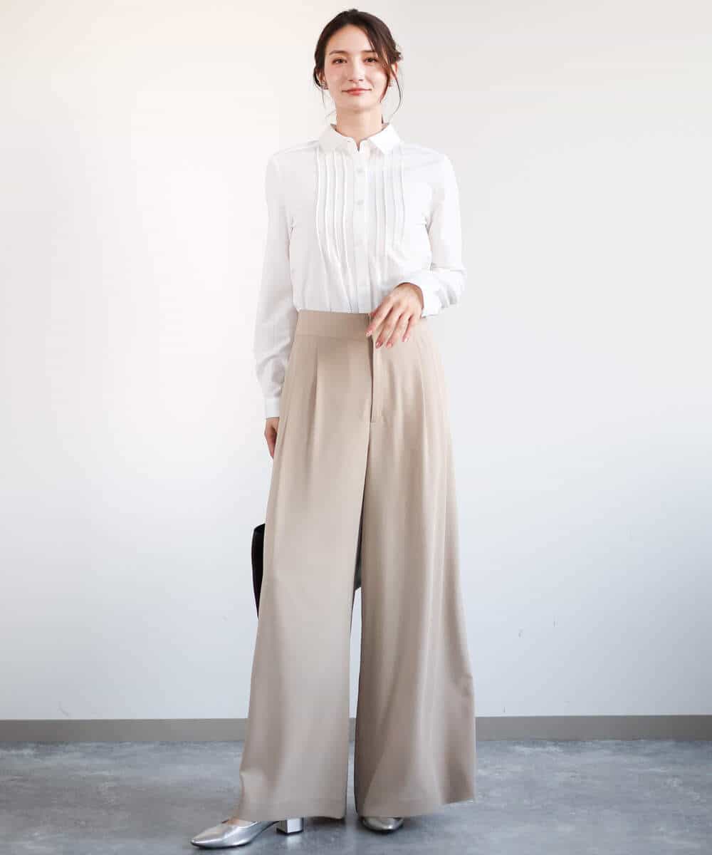 FOBDA02110 MK MICHEL KLEIN(MK ミッシェルクラン) ストレッチジャージシャツ/洗える ブルー