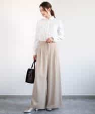 FOBDA02110 MK MICHEL KLEIN(MK ミッシェルクラン) ストレッチジャージシャツ/洗える ブルー