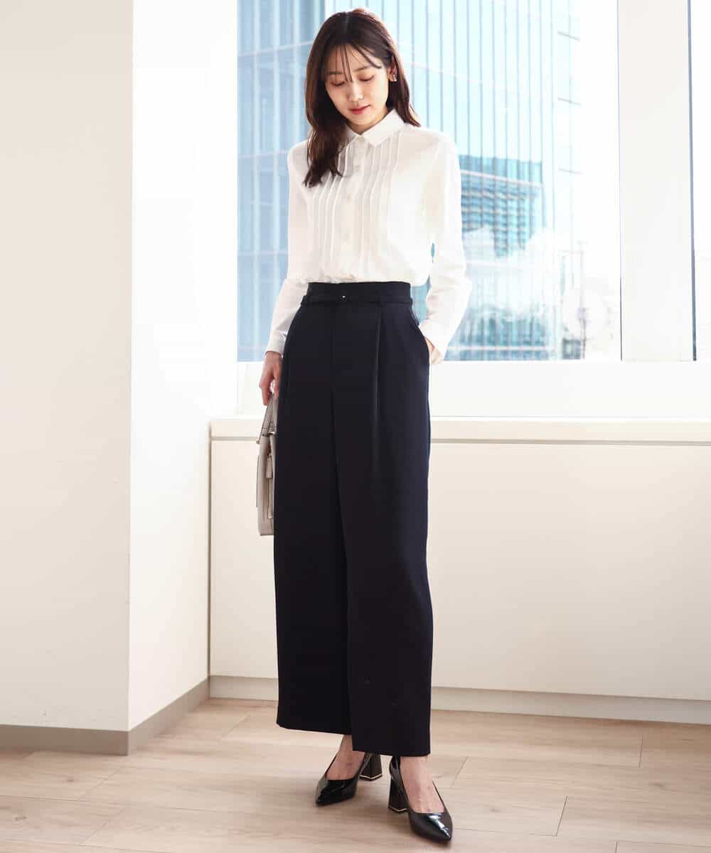 FOBDA02110 MK MICHEL KLEIN(MK ミッシェルクラン) ストレッチジャージシャツ/洗える ブルー