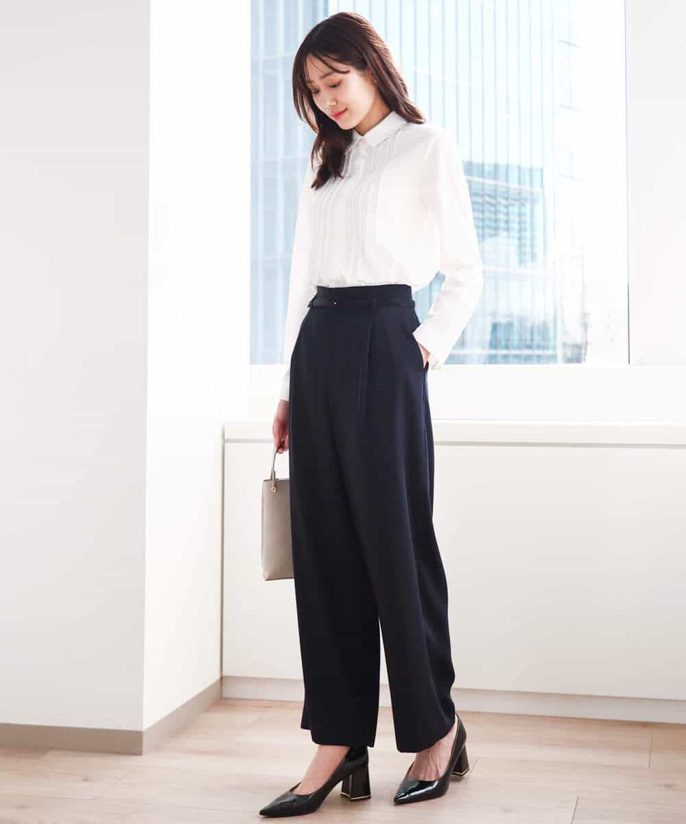 FOBDA02110 MK MICHEL KLEIN(MK ミッシェルクラン) ストレッチジャージシャツ/洗える ブルー
