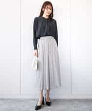 FOBFA20140 MK MICHEL KLEIN(MK ミッシェルクラン) ボウタイ風幾何ドット柄ブラウス/洗える ホワイト