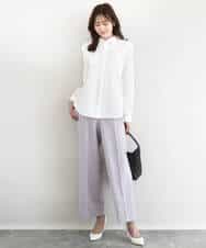 FOBFD02110 MK MICHEL KLEIN(MK ミッシェルクラン) ストレッチジャージシャツ/洗える ライトグレー