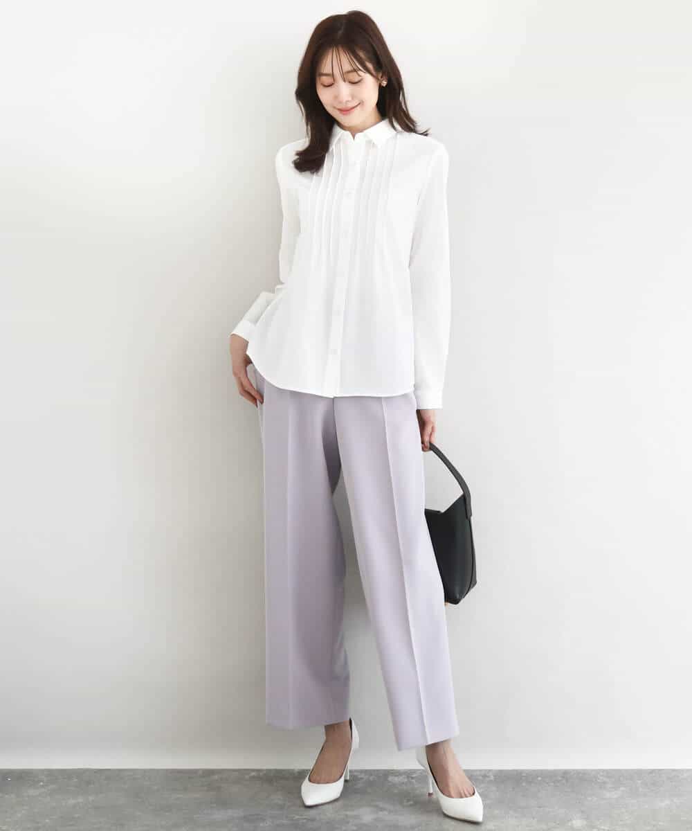 FOBFD02110 MK MICHEL KLEIN(MK ミッシェルクラン) ストレッチジャージシャツ/洗える ライトグレー