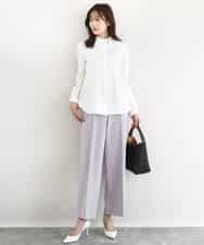 FOBFD02110 MK MICHEL KLEIN(MK ミッシェルクラン) ストレッチジャージシャツ/洗える ライトグレー