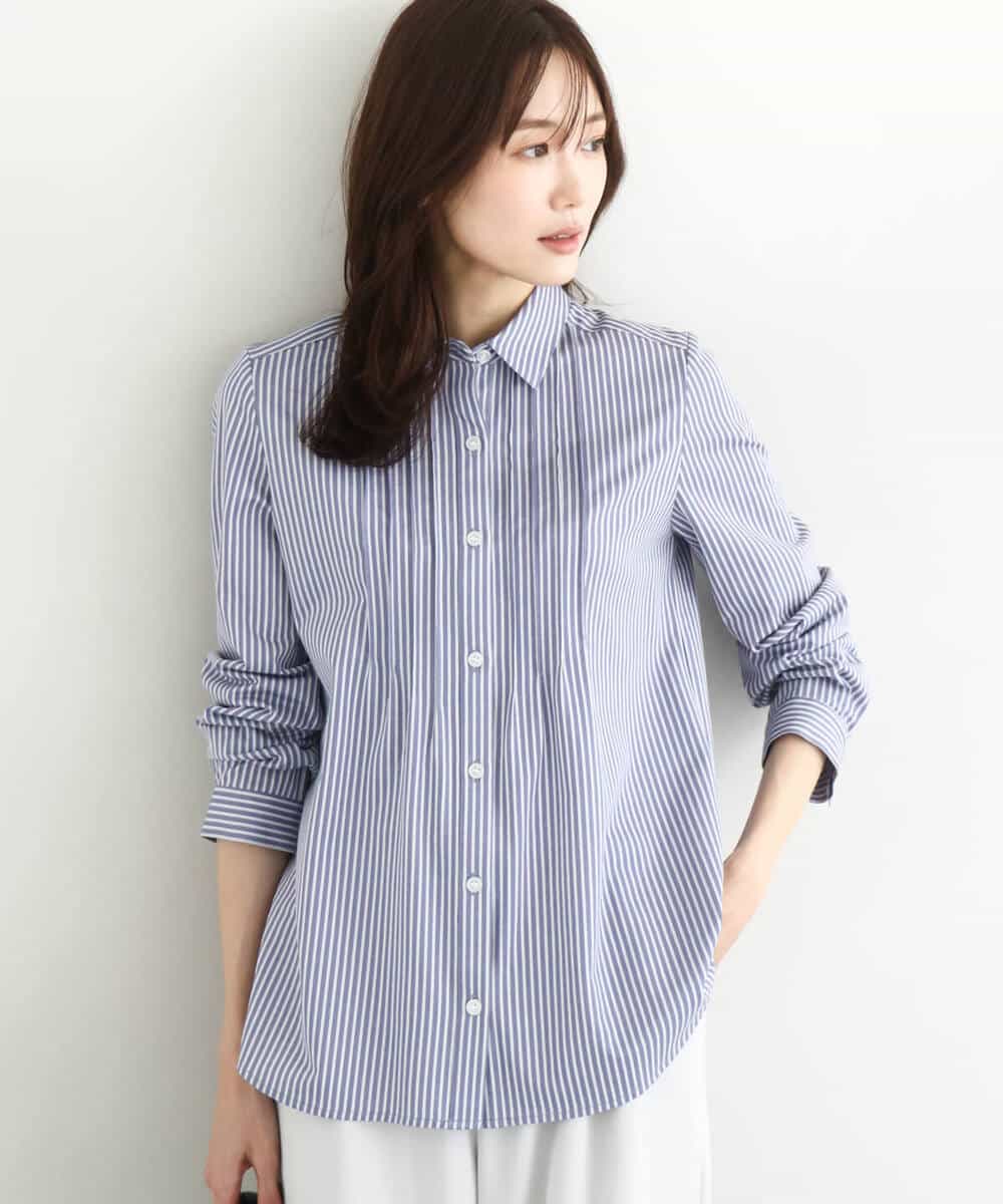 FOBFD02110 MK MICHEL KLEIN(MK ミッシェルクラン) ストレッチジャージシャツ/洗える ライトグレー