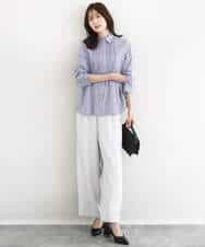 FOBFD02110 MK MICHEL KLEIN(MK ミッシェルクラン) ストレッチジャージシャツ/洗える ライトグレー