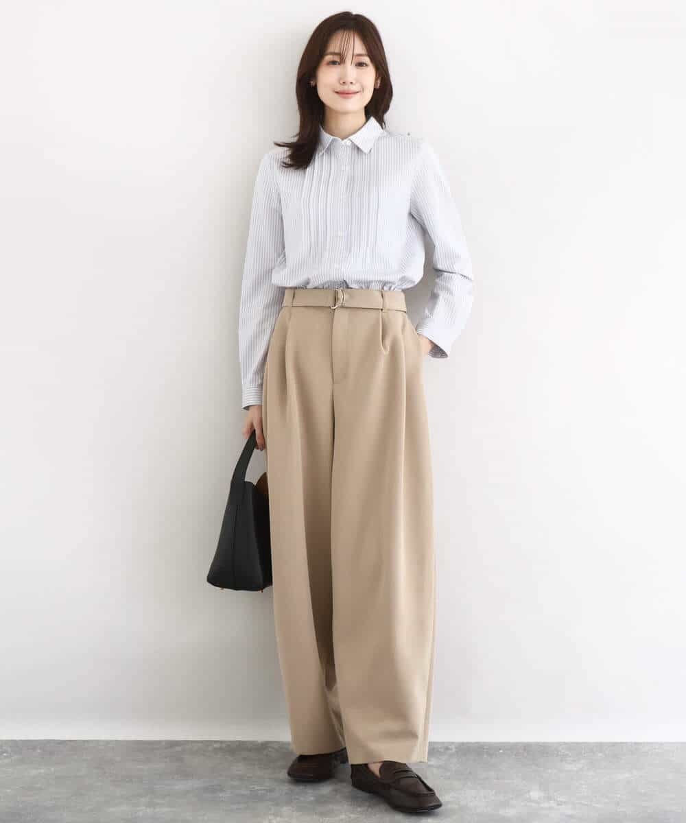 FOBFD02110 MK MICHEL KLEIN(MK ミッシェルクラン) ストレッチジャージシャツ/洗える ライトグレー