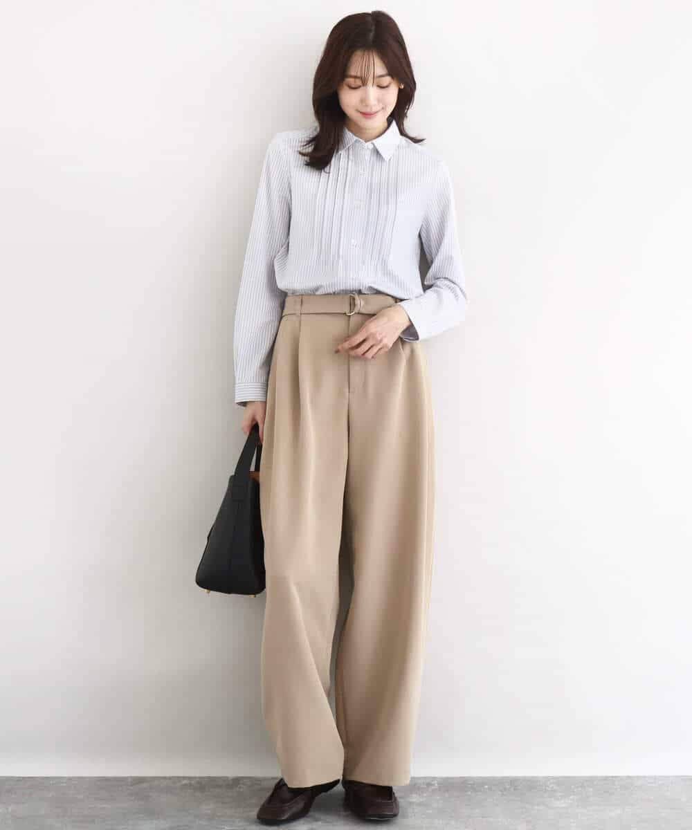 FOBFD02110 MK MICHEL KLEIN(MK ミッシェルクラン) ストレッチジャージシャツ/洗える ライトグレー