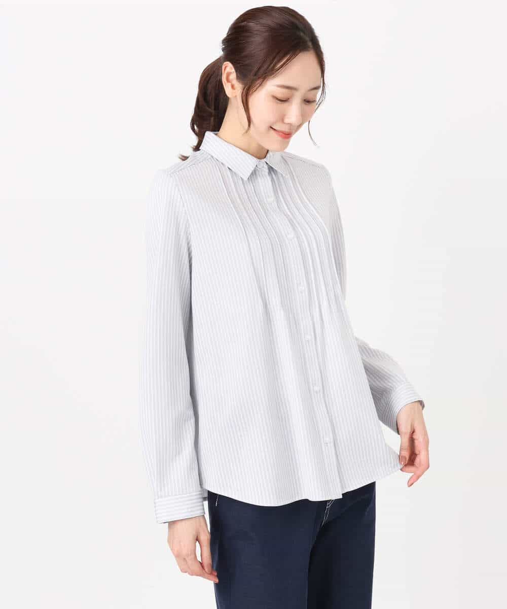 FOBFD02110 MK MICHEL KLEIN(MK ミッシェルクラン) ストレッチジャージシャツ/洗える ライトグレー