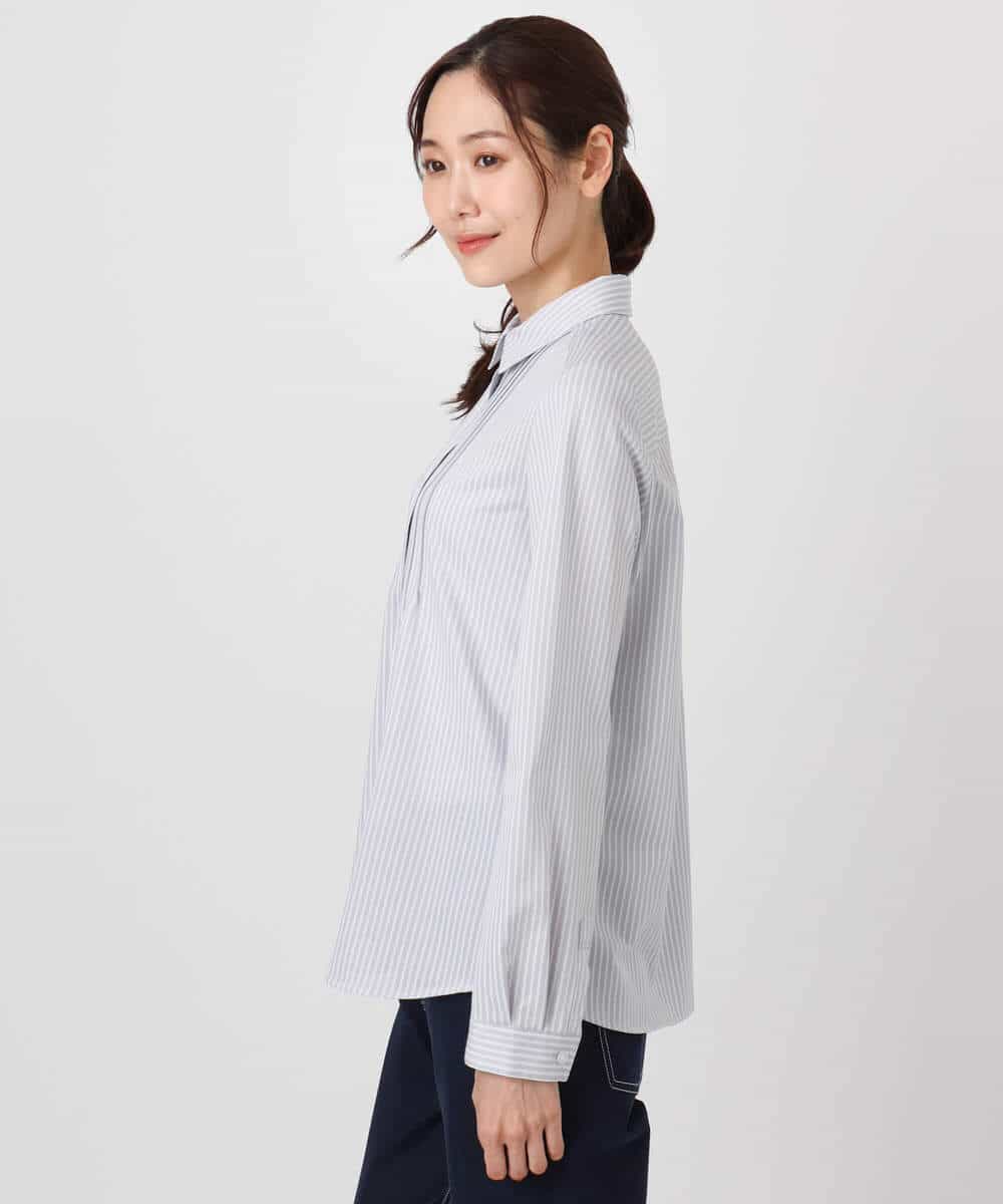 FOBFD02110 MK MICHEL KLEIN(MK ミッシェルクラン) ストレッチジャージシャツ/洗える ライトグレー