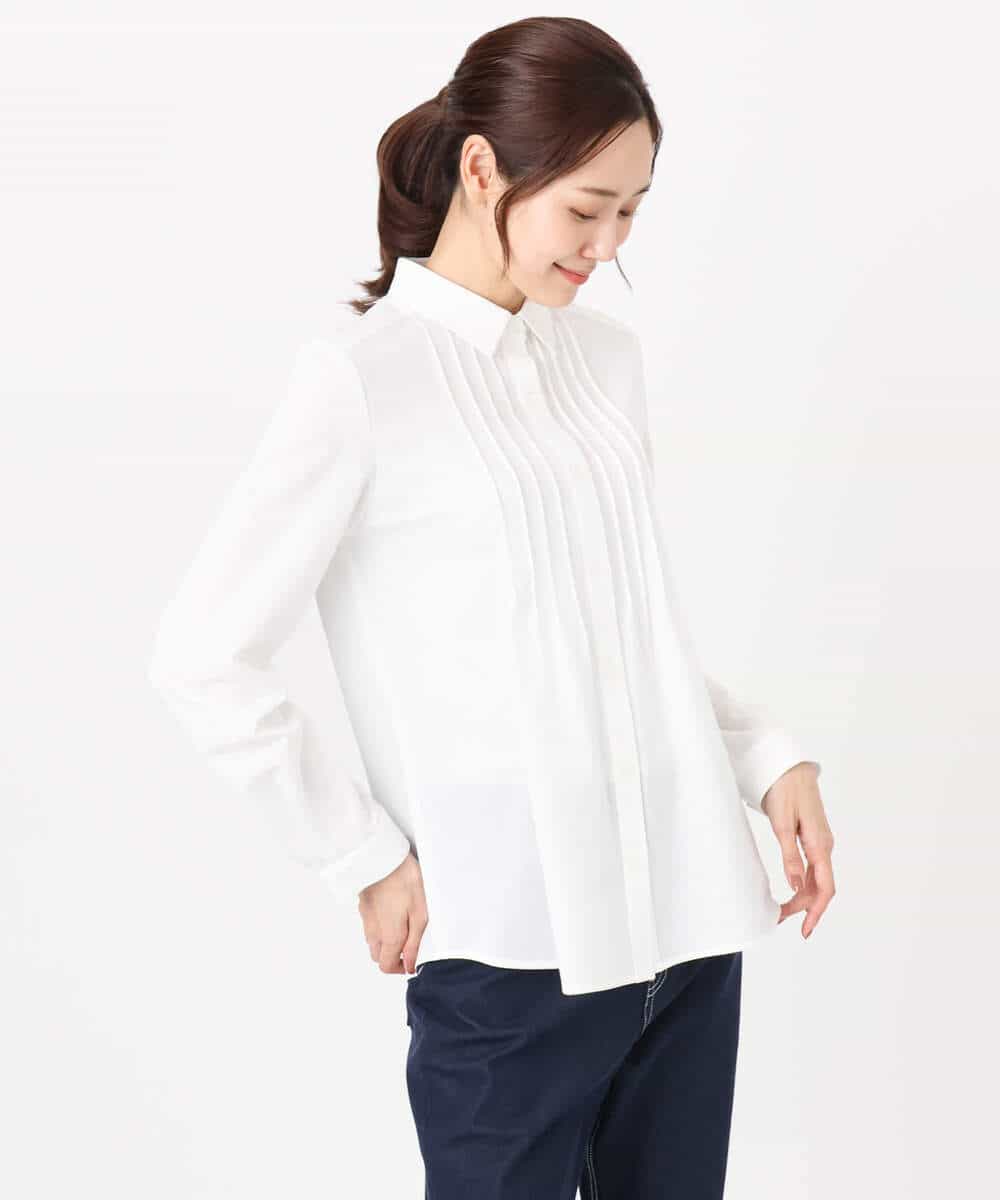 FOBFD02110 MK MICHEL KLEIN(MK ミッシェルクラン) ストレッチジャージシャツ/洗える ライトグレー