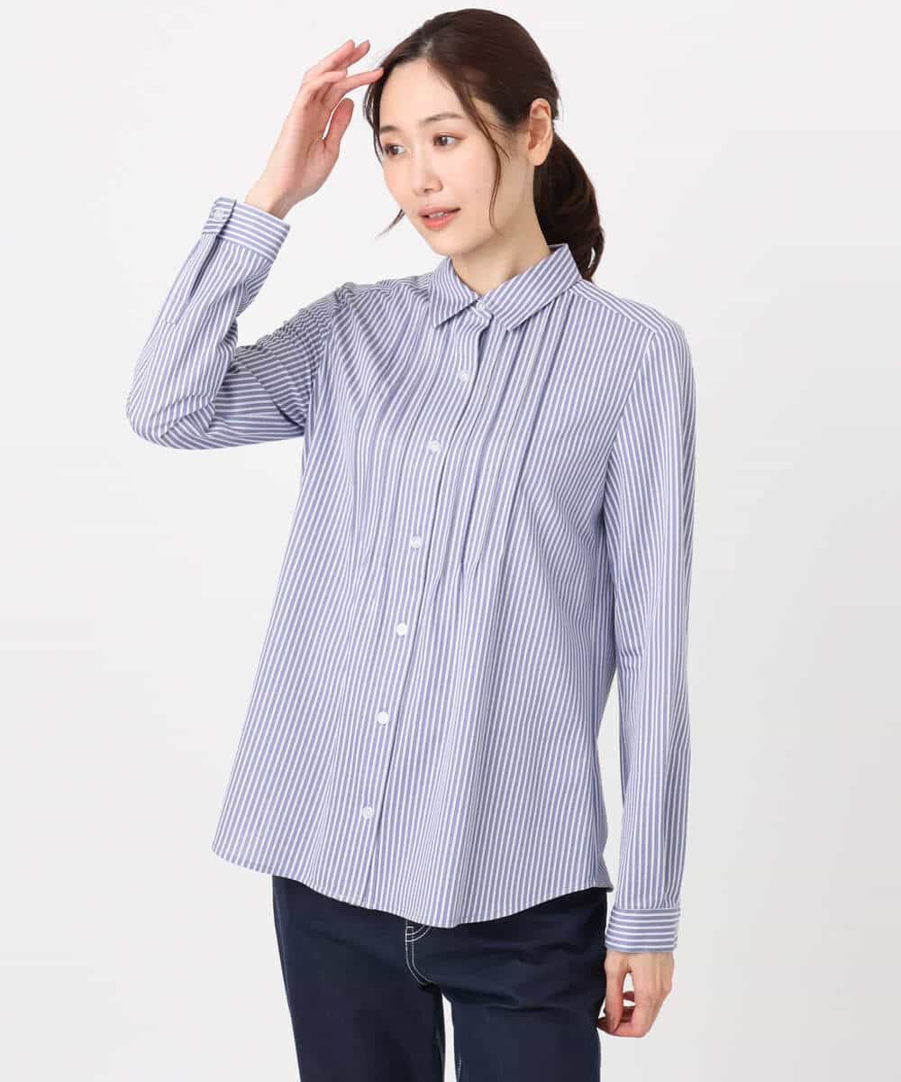 FOBFD02110 MK MICHEL KLEIN(MK ミッシェルクラン) ストレッチジャージシャツ/洗える ライトグレー