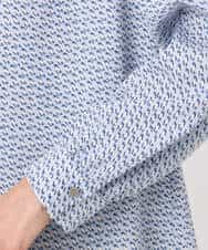 FOBGD21140 MK MICHEL KLEIN(MK ミッシェルクラン) 幾何柄バンドカラーブラウス/洗える ライトブルー