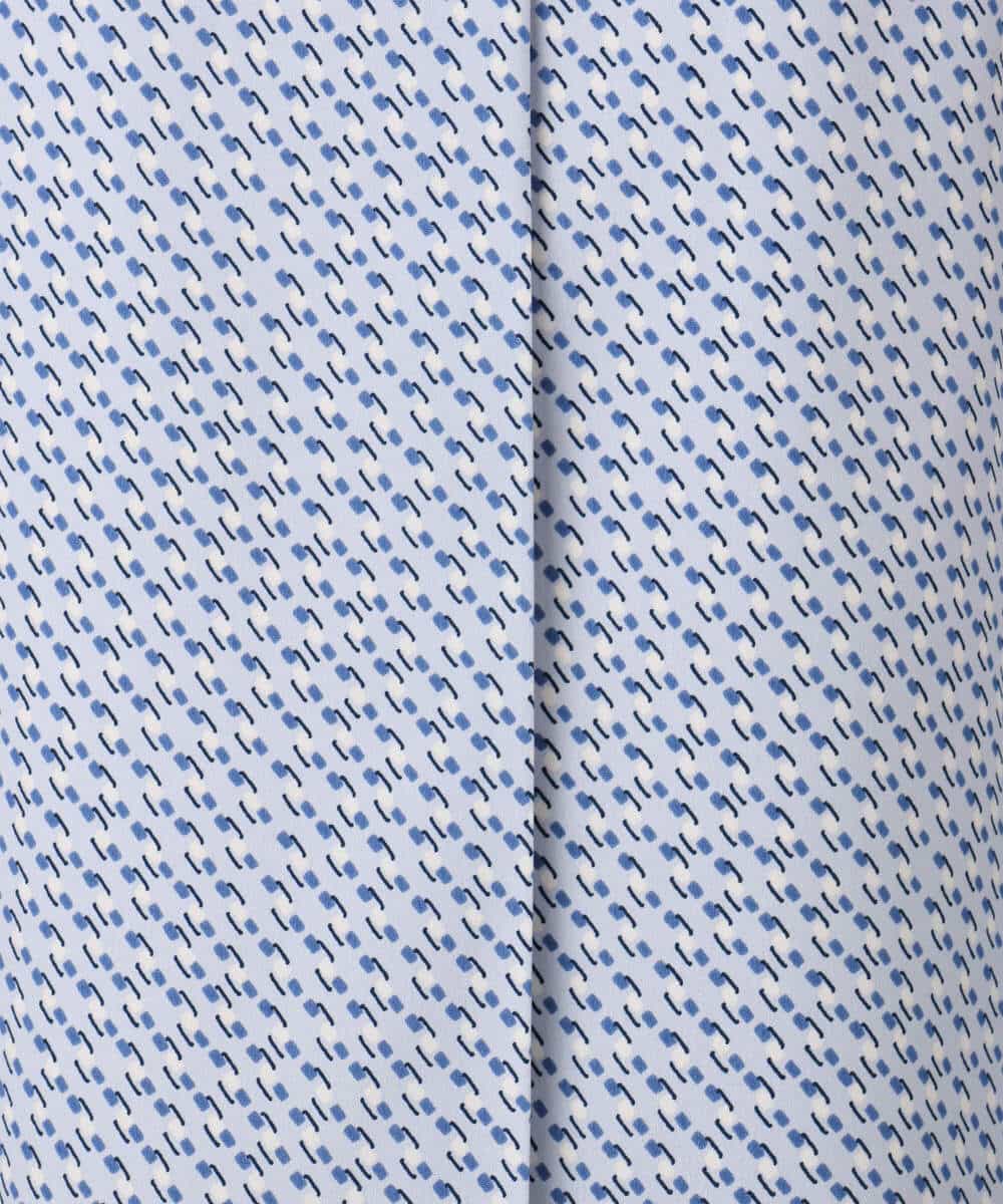 FOBGD21140 MK MICHEL KLEIN(MK ミッシェルクラン) 幾何柄バンドカラーブラウス/洗える ライトブルー