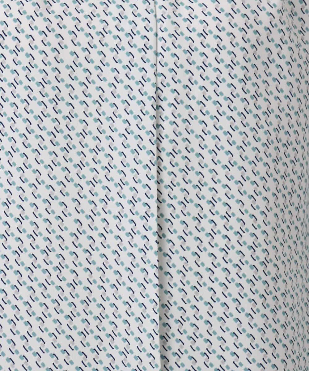 FOBGD21140 MK MICHEL KLEIN(MK ミッシェルクラン) 幾何柄バンドカラーブラウス/洗える ライトブルー