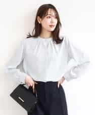 FOBGD21140 MK MICHEL KLEIN(MK ミッシェルクラン) 幾何柄バンドカラーブラウス/洗える アイボリー