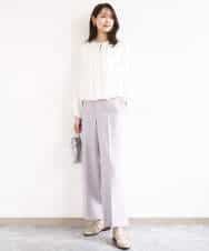 FOBGD26140 MK MICHEL KLEIN(MK ミッシェルクラン) バルーンヘムブラウス/洗える グレーブルー