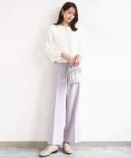 FOBGD26140 MK MICHEL KLEIN(MK ミッシェルクラン) バルーンヘムブラウス/洗える グレーブルー