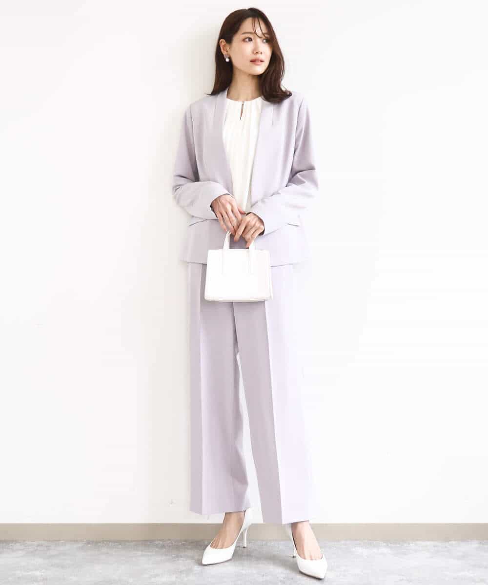 FOBGD26140 MK MICHEL KLEIN(MK ミッシェルクラン) バルーンヘムブラウス/洗える グレーブルー