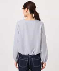 FOBGD26140 MK MICHEL KLEIN(MK ミッシェルクラン) バルーンヘムブラウス/洗える グレーブルー