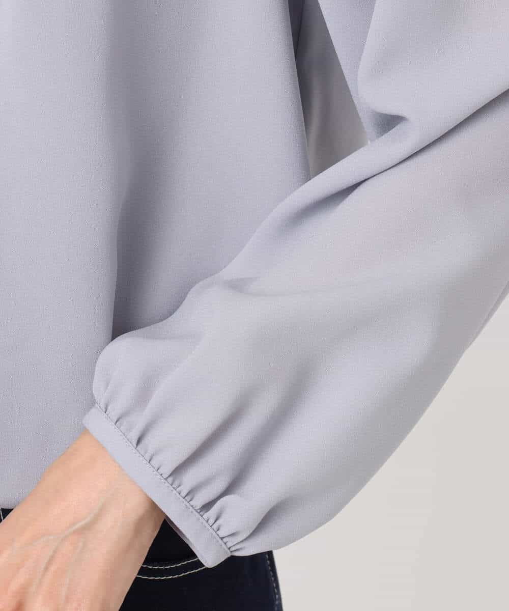 FOBGD26140 MK MICHEL KLEIN(MK ミッシェルクラン) バルーンヘムブラウス/洗える グレーブルー