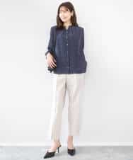 FOBGD39150 MK MICHEL KLEIN(MK ミッシェルクラン) ミニトライアングル幾何柄ブラウス/接触冷感/UVカット/洗える アイボリー