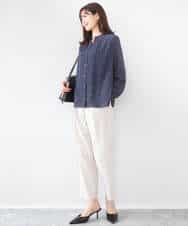 FOBGD39150 MK MICHEL KLEIN(MK ミッシェルクラン) ミニトライアングル幾何柄ブラウス/接触冷感/UVカット/洗える アイボリー