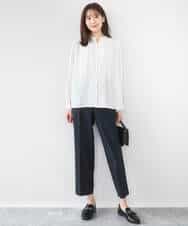 FOBGD39150 MK MICHEL KLEIN(MK ミッシェルクラン) ミニトライアングル幾何柄ブラウス/接触冷感/UVカット/洗える アイボリー