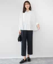 FOBGD39150 MK MICHEL KLEIN(MK ミッシェルクラン) ミニトライアングル幾何柄ブラウス/接触冷感/UVカット/洗える アイボリー