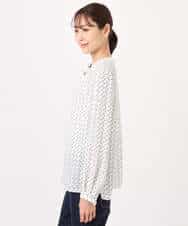 FOBGD39150 MK MICHEL KLEIN(MK ミッシェルクラン) ミニトライアングル幾何柄ブラウス/接触冷感/UVカット/洗える アイボリー