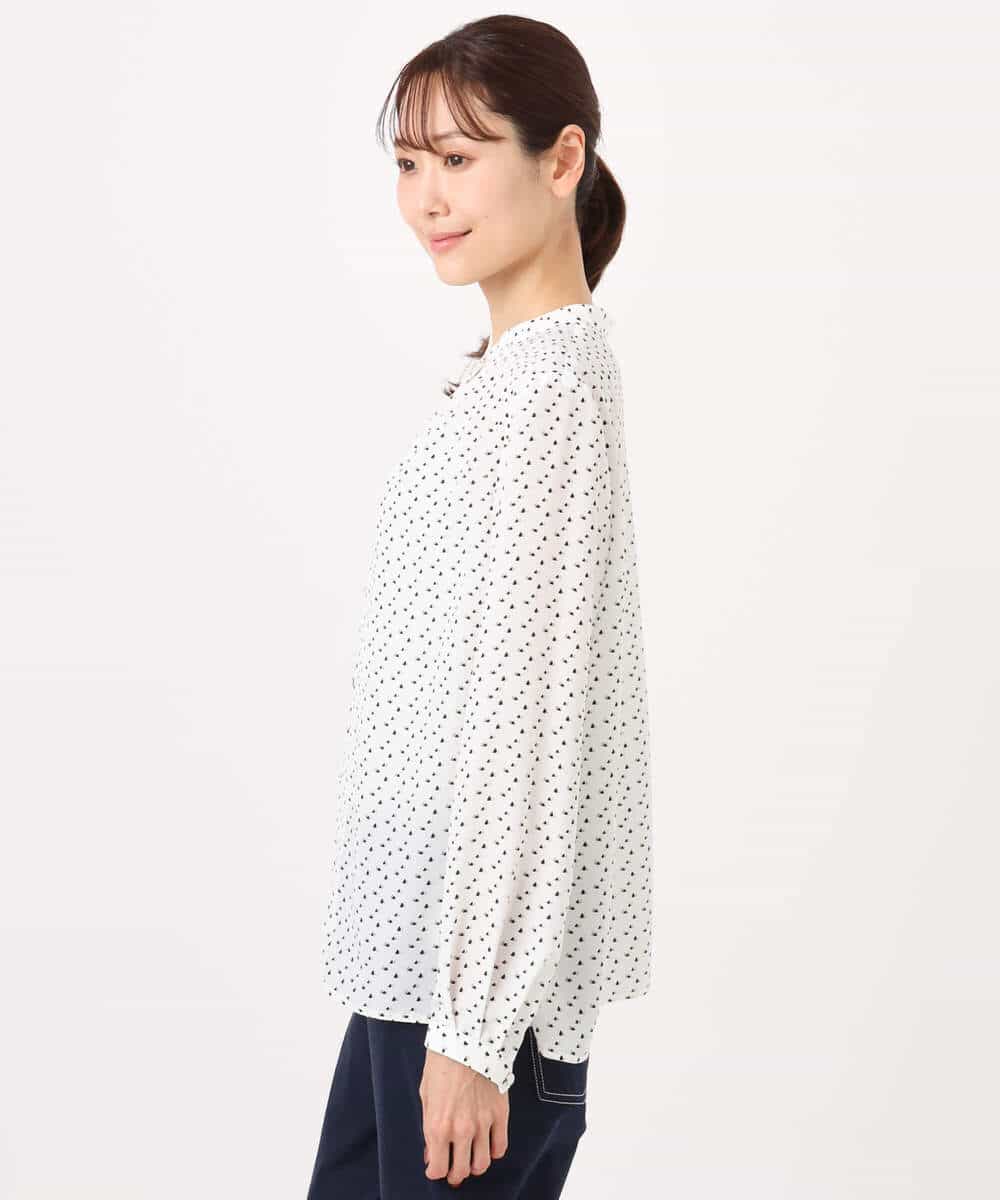 FOBGD39150 MK MICHEL KLEIN(MK ミッシェルクラン) ミニトライアングル幾何柄ブラウス/接触冷感/UVカット/洗える アイボリー