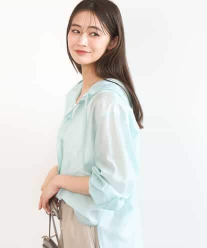 FOBGD41160 MK MICHEL KLEIN フーディーデザインシアーシャツブラウス/洗える