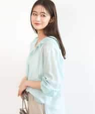 FOBGD41160 MK MICHEL KLEIN(MK ミッシェルクラン) フーディーデザインシアーシャツブラウス/洗える ミント