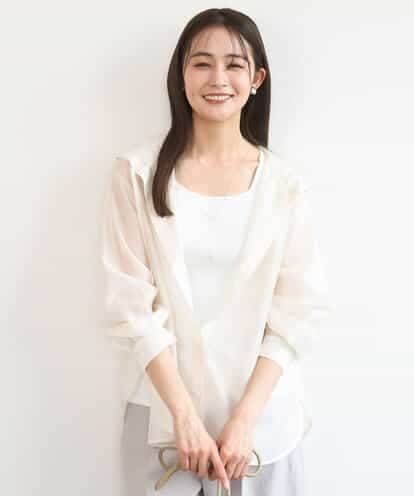 FOBGD41160 MK MICHEL KLEIN フーディーデザインシアーシャツブラウス/洗える