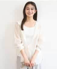 FOBGD41160 MK MICHEL KLEIN(MK ミッシェルクラン) フーディーデザインシアーシャツブラウス/洗える アイボリー