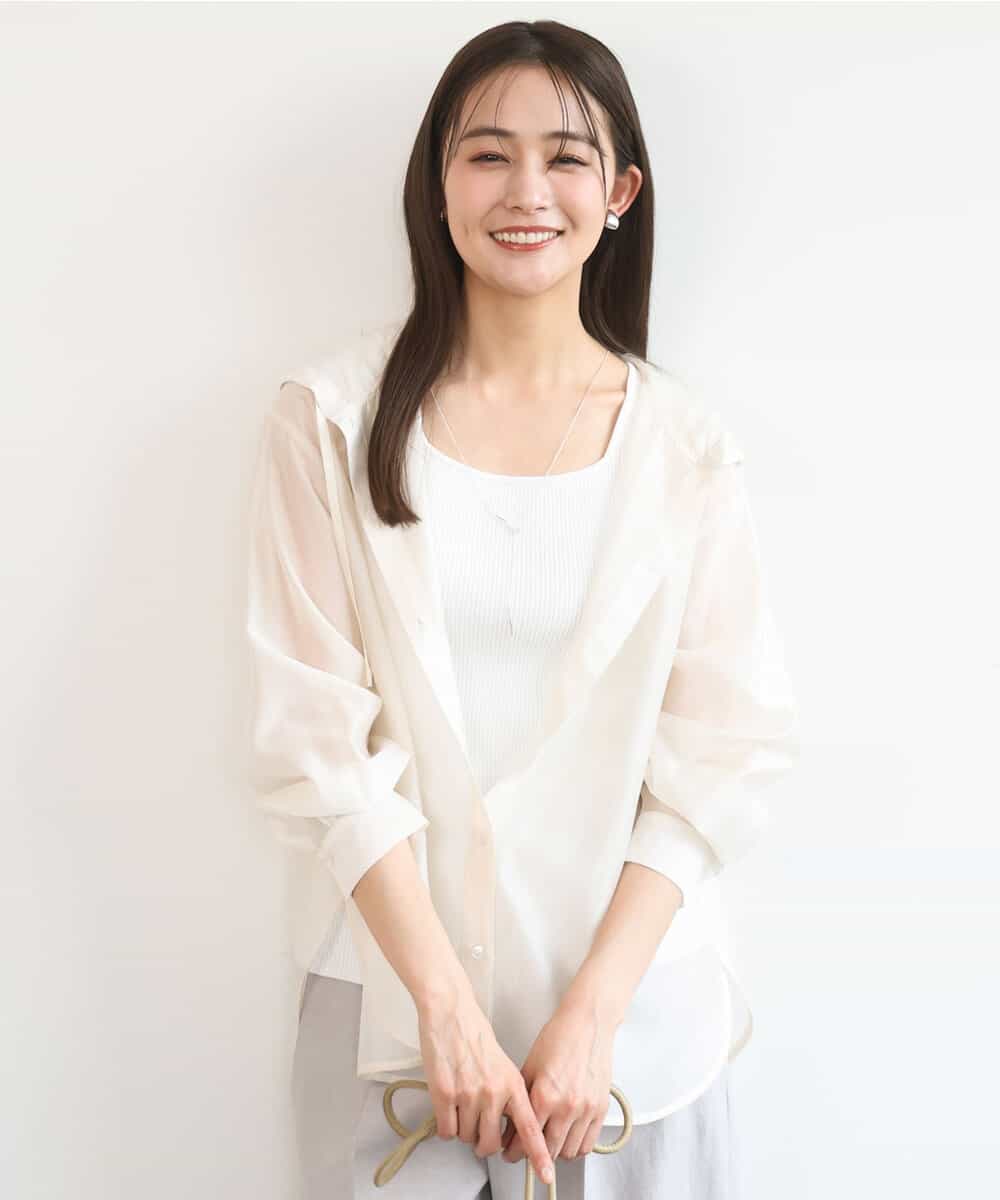 FOBGD41160 MK MICHEL KLEIN(MK ミッシェルクラン) フーディーデザインシアーシャツブラウス/洗える アイボリー