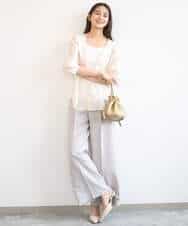 FOBGD41160 MK MICHEL KLEIN(MK ミッシェルクラン) フーディーデザインシアーシャツブラウス/洗える モカ